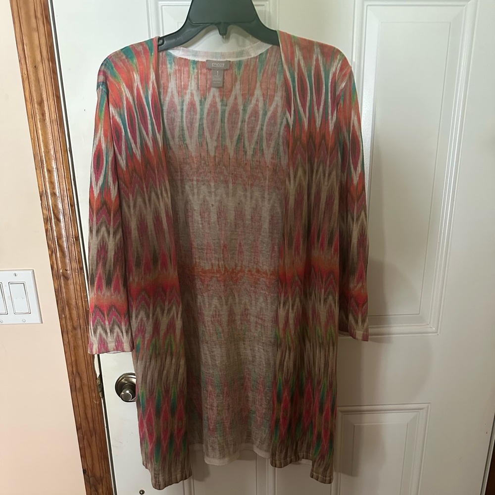 Chico's Multicolor Ikat Open Cardigan